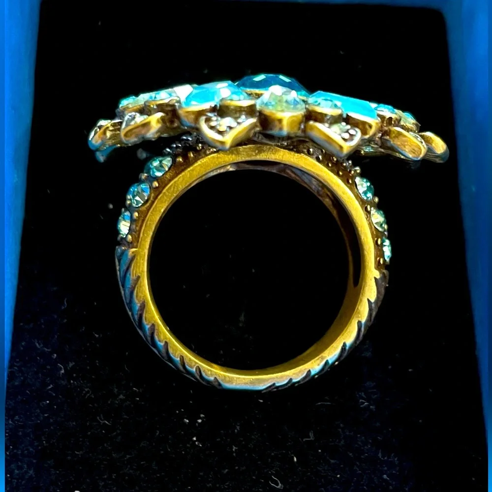 Heidi Daus Blue and Gold Statement Ring - Picture 6 of 7